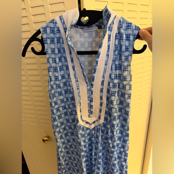 Cabana Life Blue White Sleeveless Dress Size S Resort Beach - Picture 5 of 7